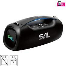 BT9000 - SAL BT9000 hordozható boombox, vezeték nélküli hangszóró, 100 W, IPX5, BT TWS, AUX, USB/microSD, Soft Touch gombok, ~10 h üzemidő, USB-C töltőkábel