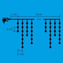 KKF 308/BL - Home KKF 308/BL LED-es fényfüggöny, 10 m / 300 db kék LED, 8 fényprogram, fehér vezeték, hálózati adapter, kül- és beltéri kivitel